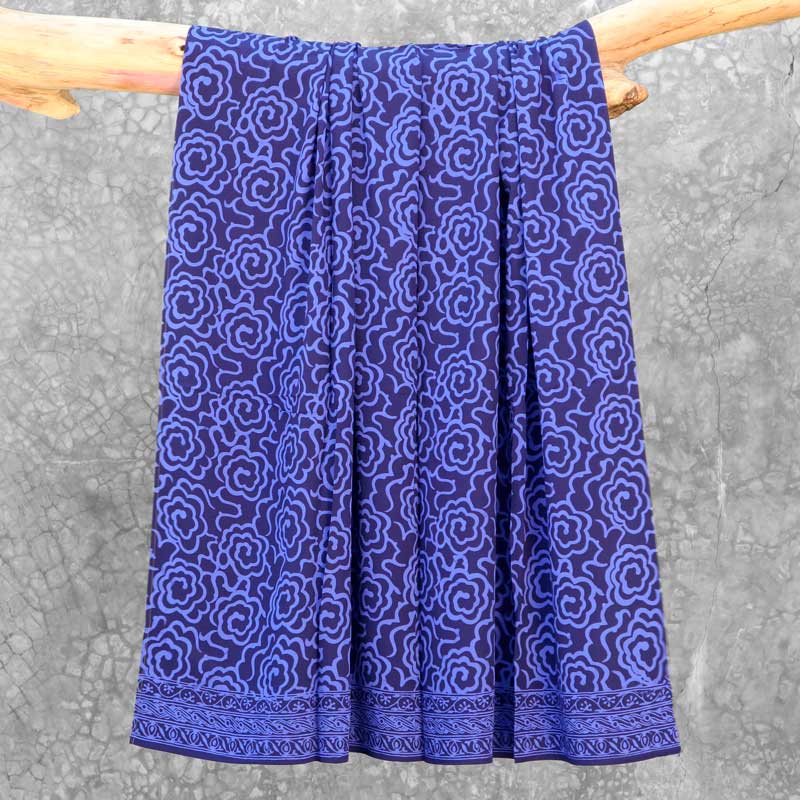 Batik Sarong Rayon Beautiful Blue Mim Flowers