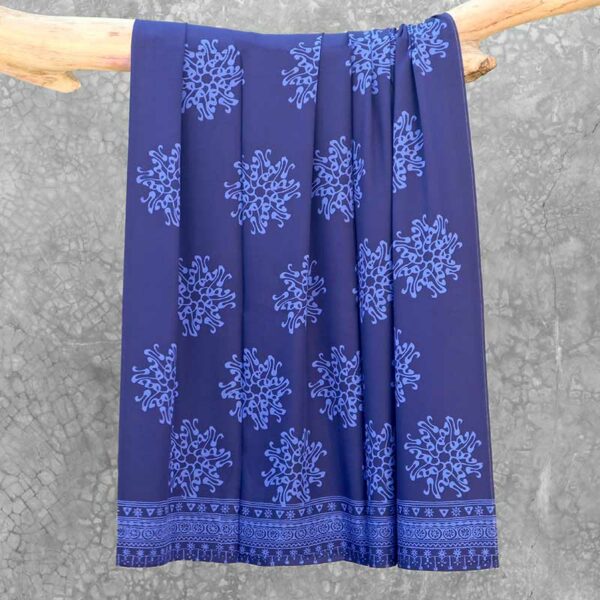 Batik Sarong Rayon Beautiful Blue Pita Flower