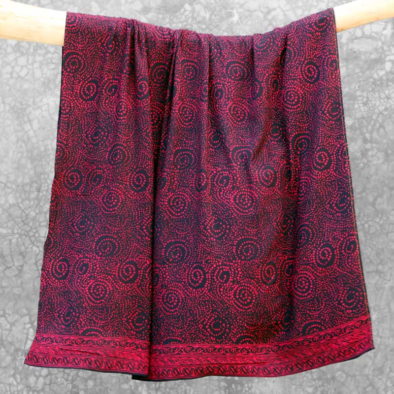 Batik Sarong Rayon Black Cherry African Swirl