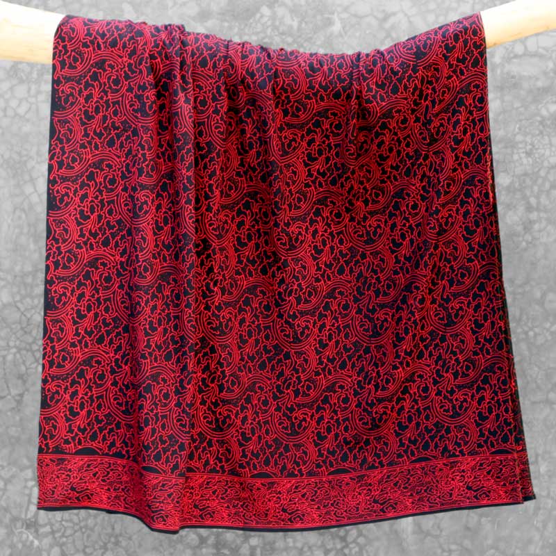 Batik Sarong Rayon Black Cherry Clouds