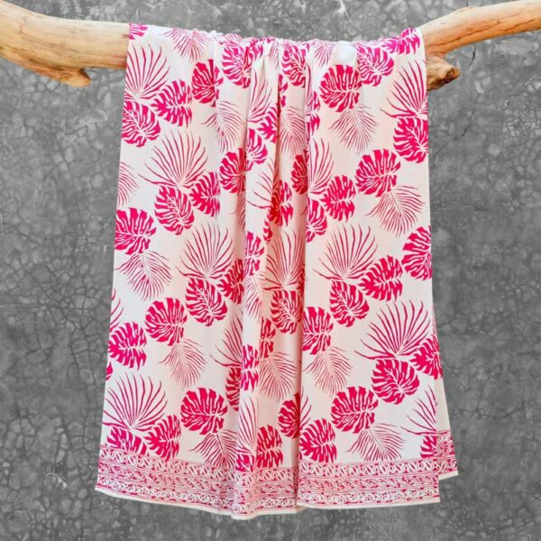 Batik Sarong Rayon Flamingo Tropical Leaves