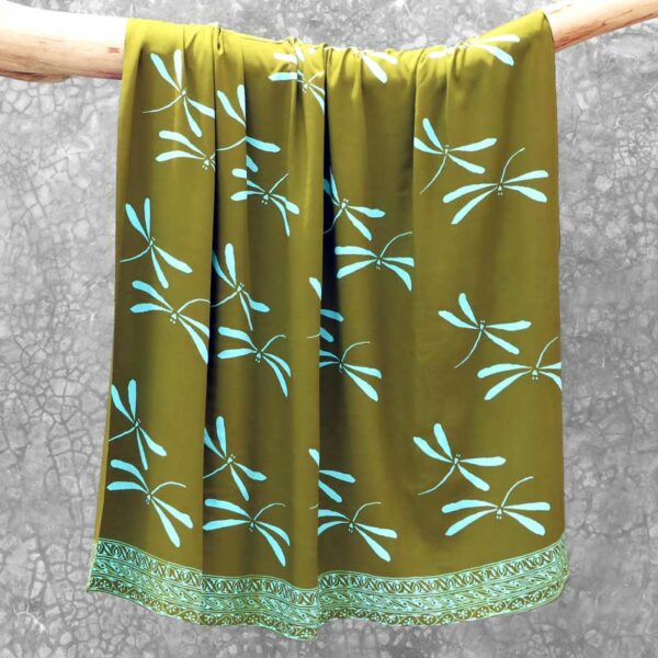 Batik Sarong Rayon Green Fizz Dragonfly