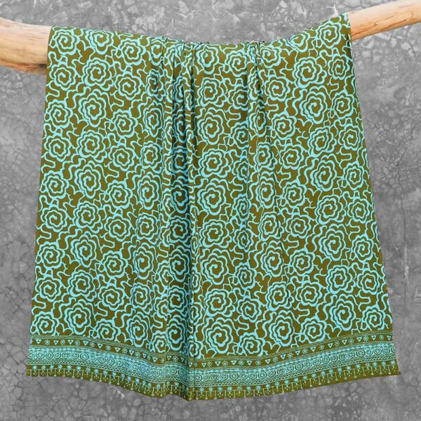 Batik Sarong Rayon Green Fizz Mim Flowers