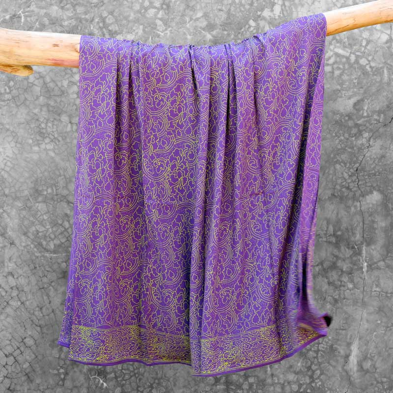 Batik Sarong Rayon Lavender Green Clouds