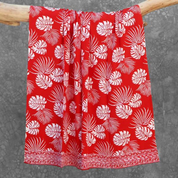 Batik Sarong Rayon Orange Surprise Tropical Leaves