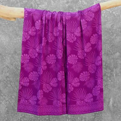 Batik Sarong Rayon Purple Dream Tropical Leaves