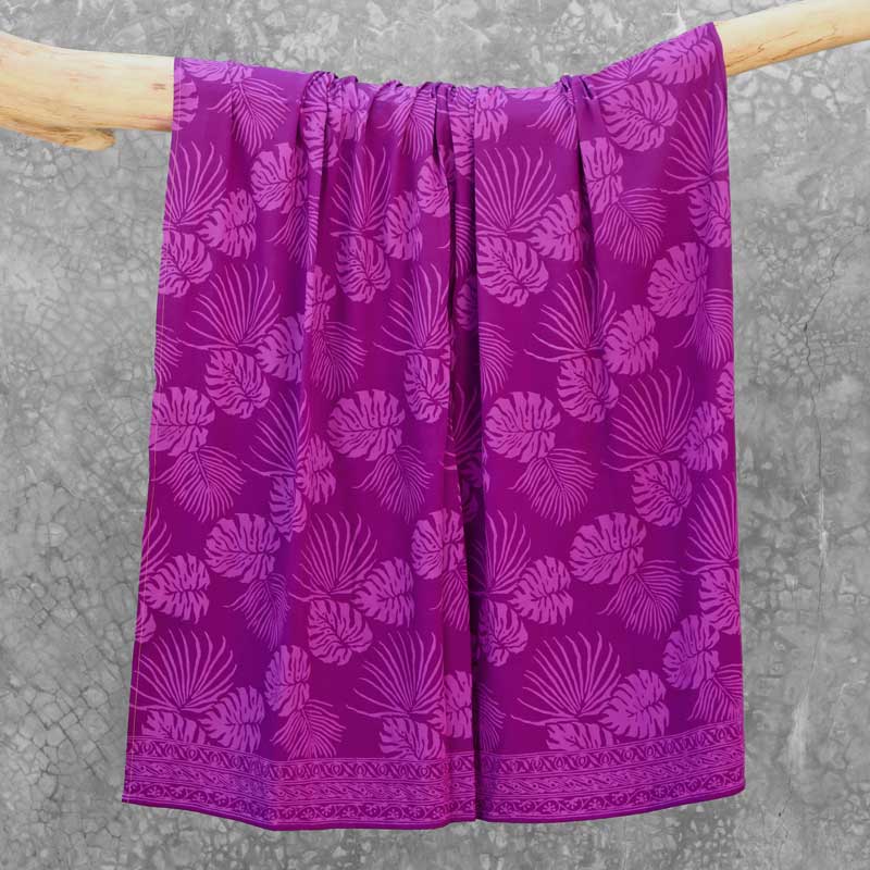 Batik Sarong Rayon Purple Dream Tropical Leaves