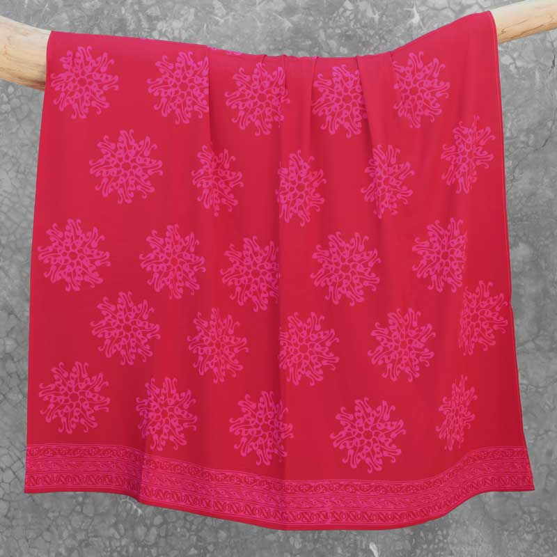 Batik Sarong Rayon Raspberry Pita Flower
