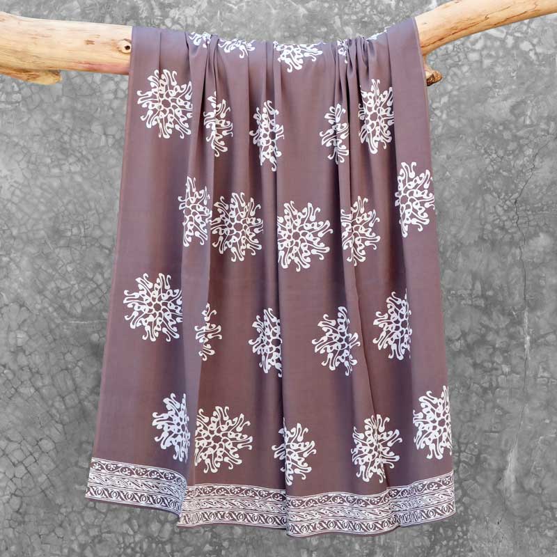 Batik Sarong Rayon Silver Slate Pita Flower