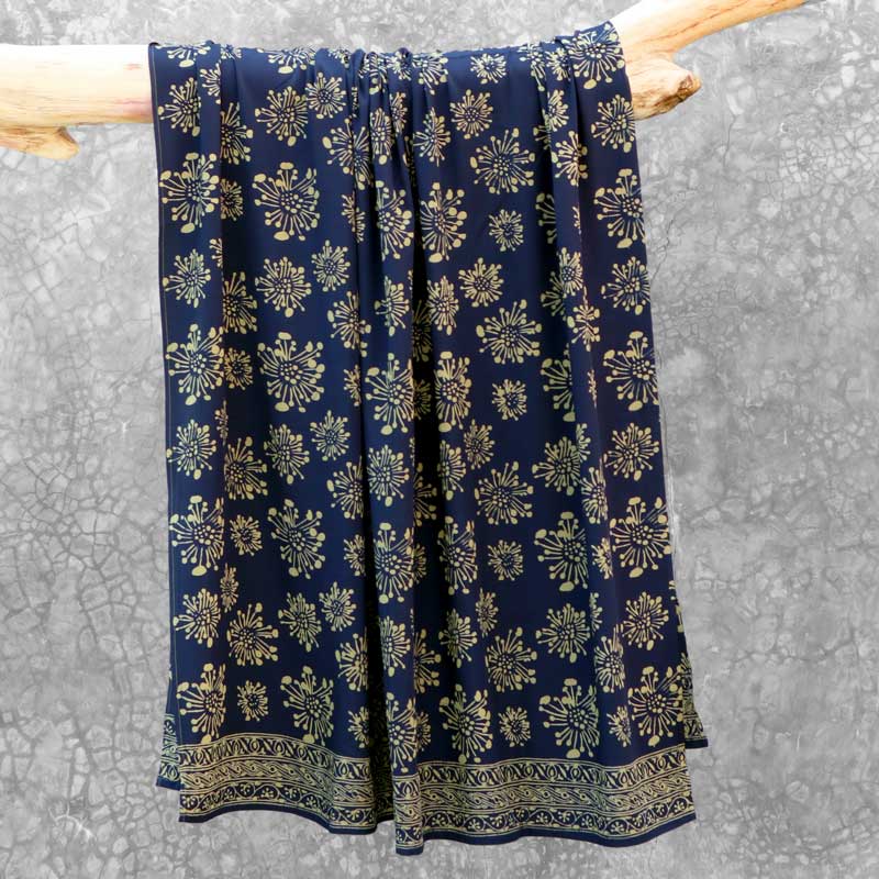 Batik Sarong Rayon Steel Blue Fireworks