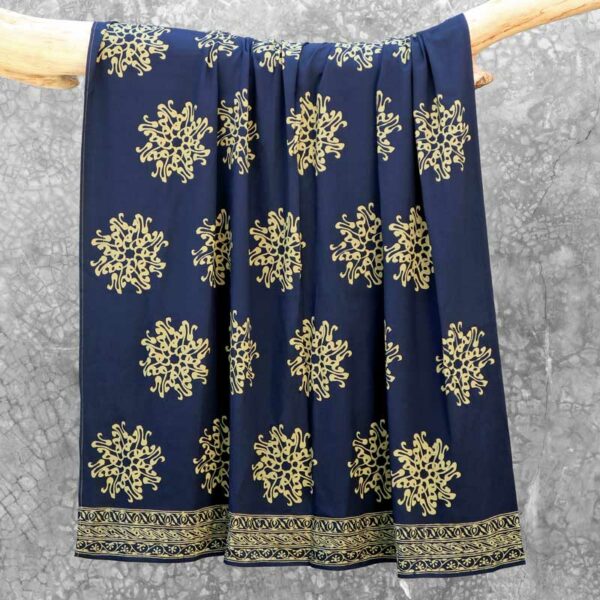 Batik Sarong Rayon Steel Blue Pita Flower