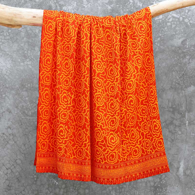 Batik Sarong Rayon Tangerine Frenzy Mim Flowers