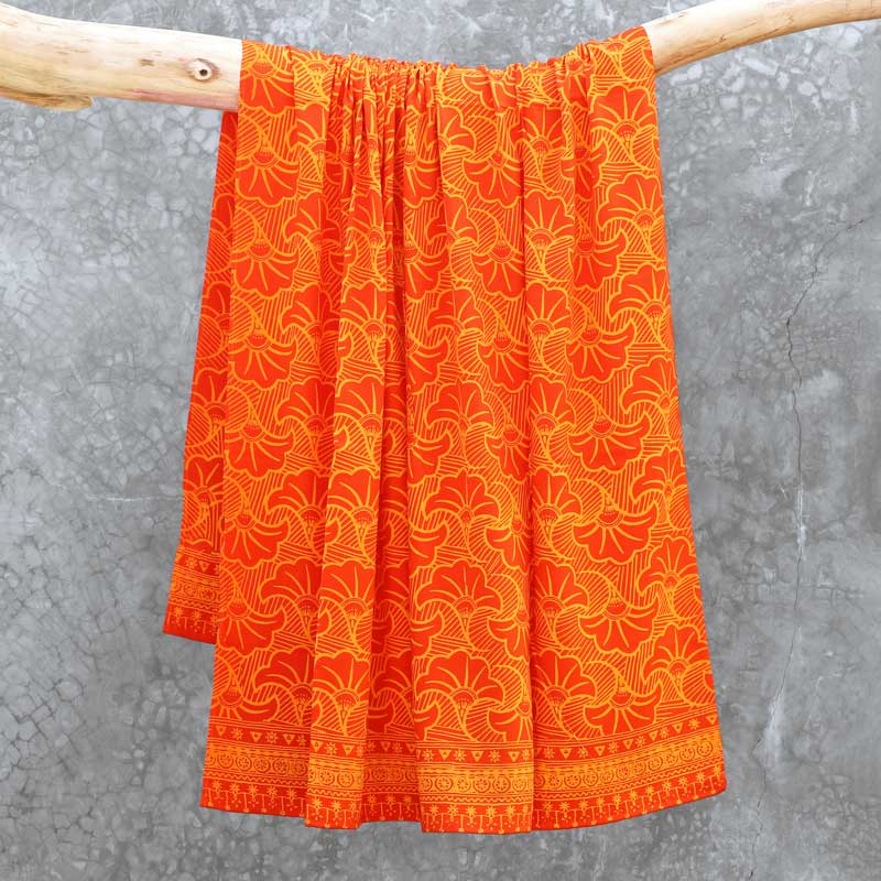 Batik Sarong Rayon Tangerine Frenzy Wedding Flowers